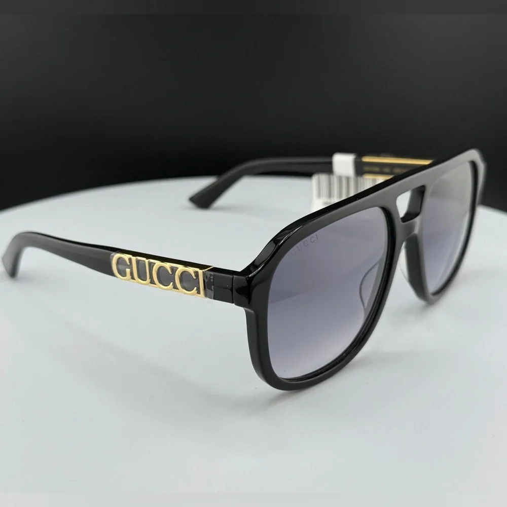 Gucci Black Sunglasses with Gold Logo Accent